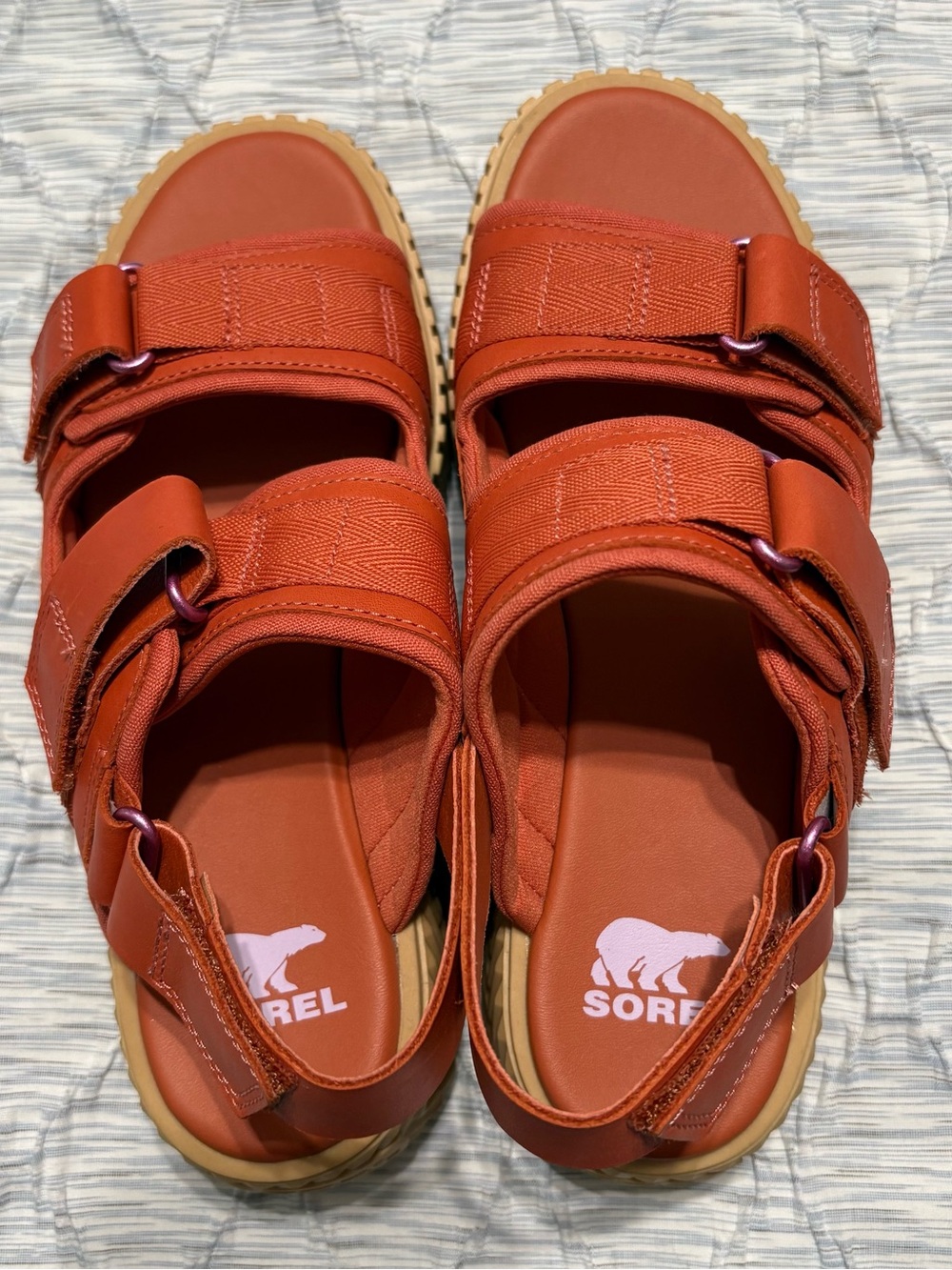 SOREL Kinetic Impact Strap Chunky Platform Orange Sandals Womens 7 Comfort - Picture 2 of 8